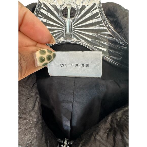 Akris Punto Black Dressy Solid Basic Textured Office Work‎ Zip Up Blazer Size 6 - Picture 3 of 14